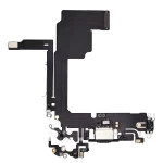 iphone 15 Pro İle Uyumlu Şarj Yeri  Girişli ve Mikrofonlu Şarj Filmi Premium Siyah Titanyum