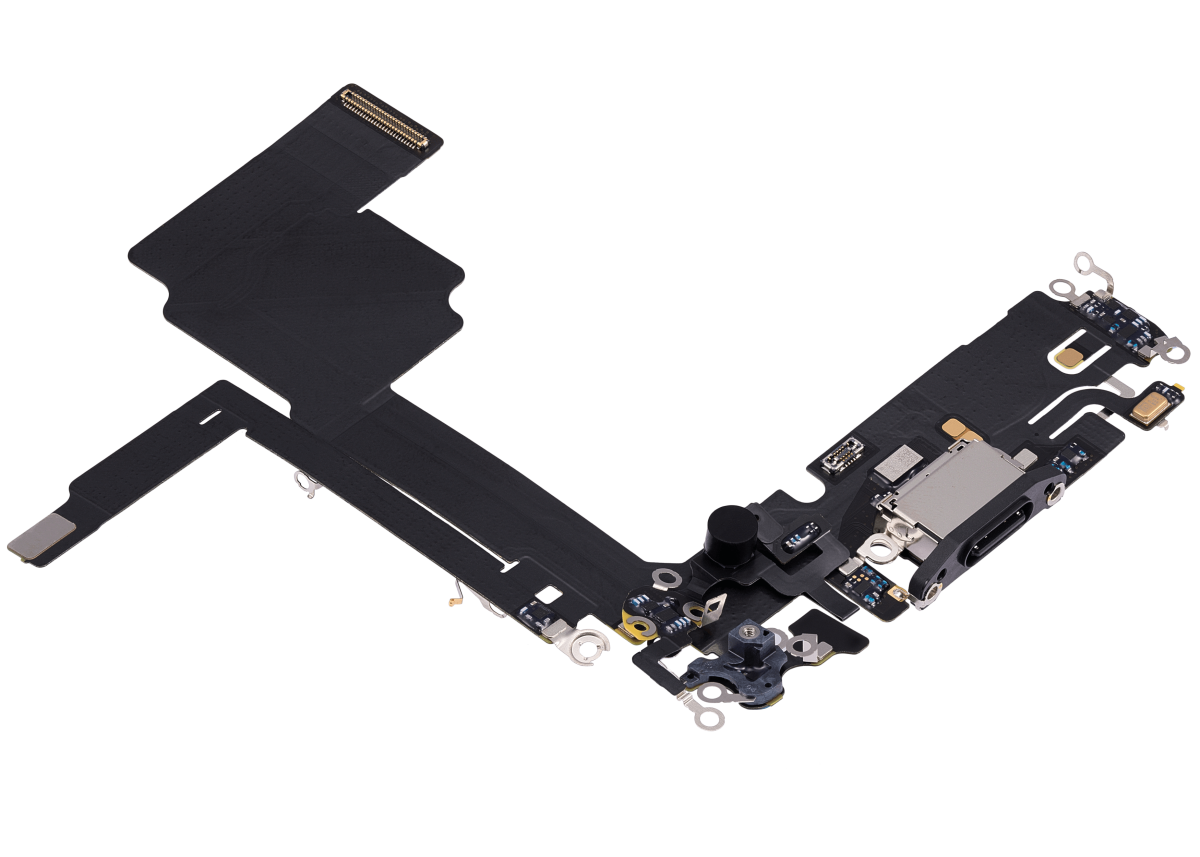 iphone 15 Pro İle Uyumlu Şarj Yeri  Girişli ve Mikrofonlu Şarj Filmi Premium Siyah Titanyum - Görsel 3