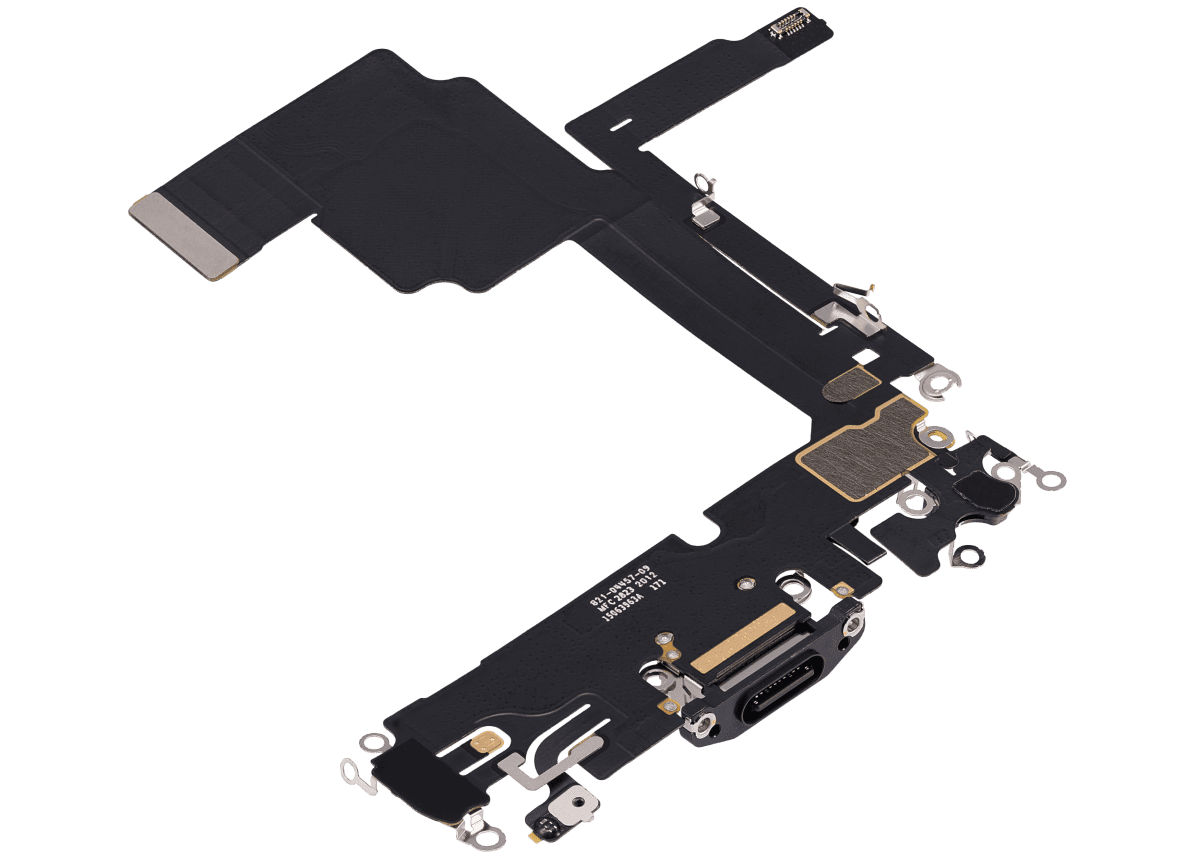 iphone 15 Pro İle Uyumlu Şarj Yeri  Girişli ve Mikrofonlu Şarj Filmi Premium Siyah Titanyum - Görsel 4
