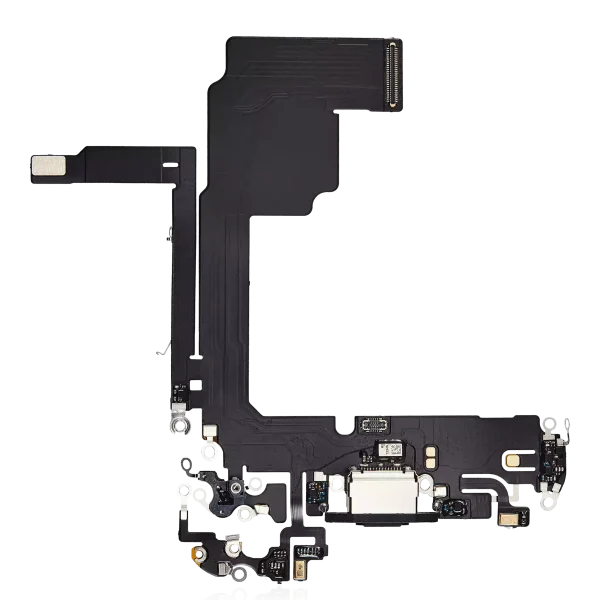 iphone 15 Pro İle Uyumlu Şarj Yeri  Girişli ve Mikrofonlu Şarj Filmi Premium Siyah Titanyum