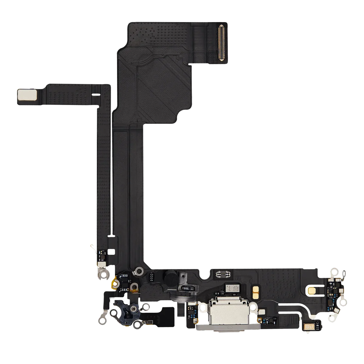 iphone 15 Pro Max İle Uyumlu Şarj Yeri  Girişli ve Mikrofonlu Şarj Filmi Premium Beyaz Titanyum