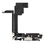 iphone 15 Pro Max İle Uyumlu Şarj Yeri  Girişli ve Mikrofonlu Şarj Filmi Premium Beyaz Titanyum
