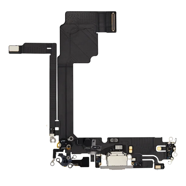 iphone 15 Pro Max İle Uyumlu Şarj Yeri  Girişli ve Mikrofonlu Şarj Filmi Premium Beyaz Titanyum