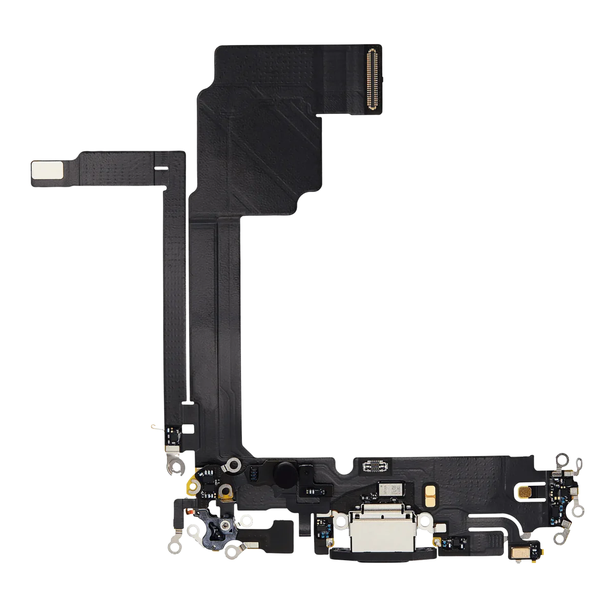 iphone 15 Pro Max İle Uyumlu Şarj Yeri  Girişli ve Mikrofonlu Şarj Filmi Premium Siyah Titanyum