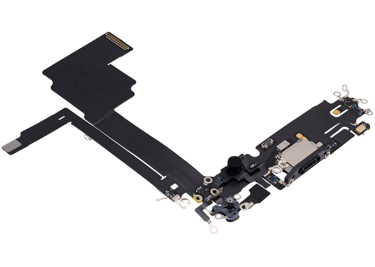 iphone 15 Pro Max İle Uyumlu Şarj Yeri  Girişli ve Mikrofonlu Şarj Filmi Premium Siyah Titanyum - Görsel 3
