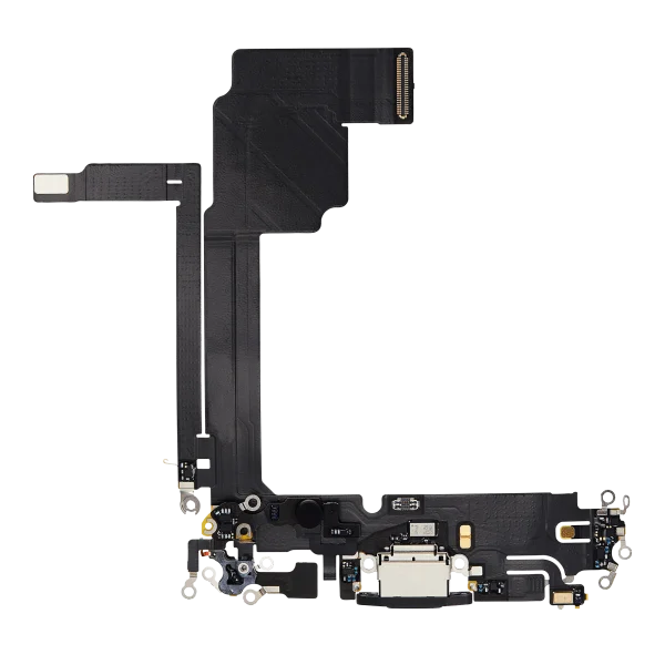 iphone 15 Pro Max İle Uyumlu Şarj Yeri  Girişli ve Mikrofonlu Şarj Filmi Premium Siyah Titanyum