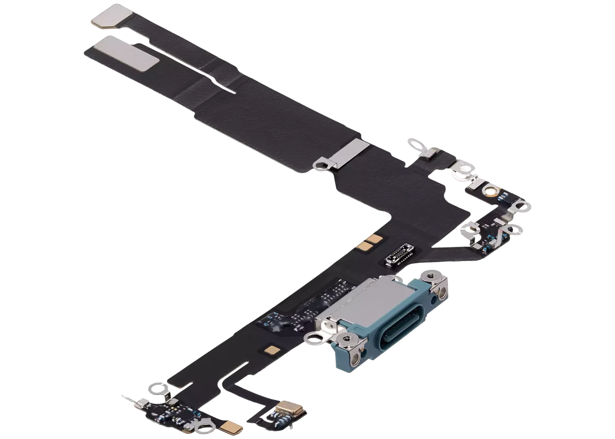 iphone 16 İle Uyumlu Şarj Yeri  Girişli ve Mikrofonlu Şarj Filmi Premium Teal - Görsel 3
