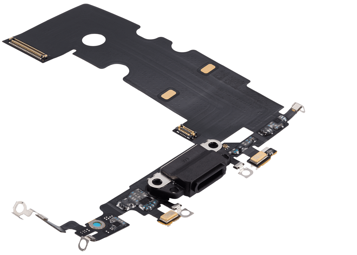 iphone SE 2020 İle Uyumlu Şarj Yeri  Girişli ve Mikrofonlu Şarj Filmi Premium Siyah - Görsel 3